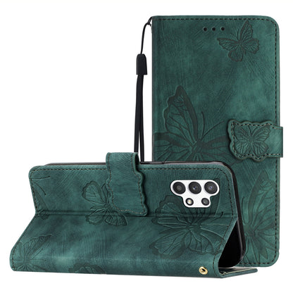 For Samsung Galaxy A32 5G / M32 5G Skin-touch PU Leather Wallet Case Butterfly Imprinted Phone Cover with Stand