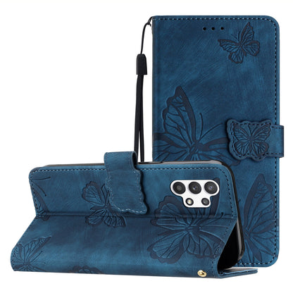 For Samsung Galaxy A32 5G / M32 5G Skin-touch PU Leather Wallet Case Butterfly Imprinted Phone Cover with Stand