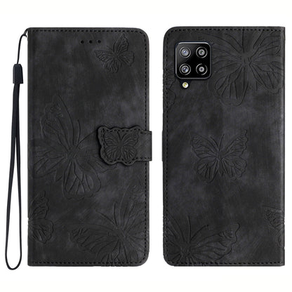 For Samsung Galaxy A42 5G Stand PU Leather Skin-touch Case Butterfly Imprinted Phone Wallet Cover