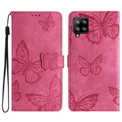 For Samsung Galaxy A42 5G Stand PU Leather Skin-touch Case Butterfly Imprinted Phone Wallet Cover