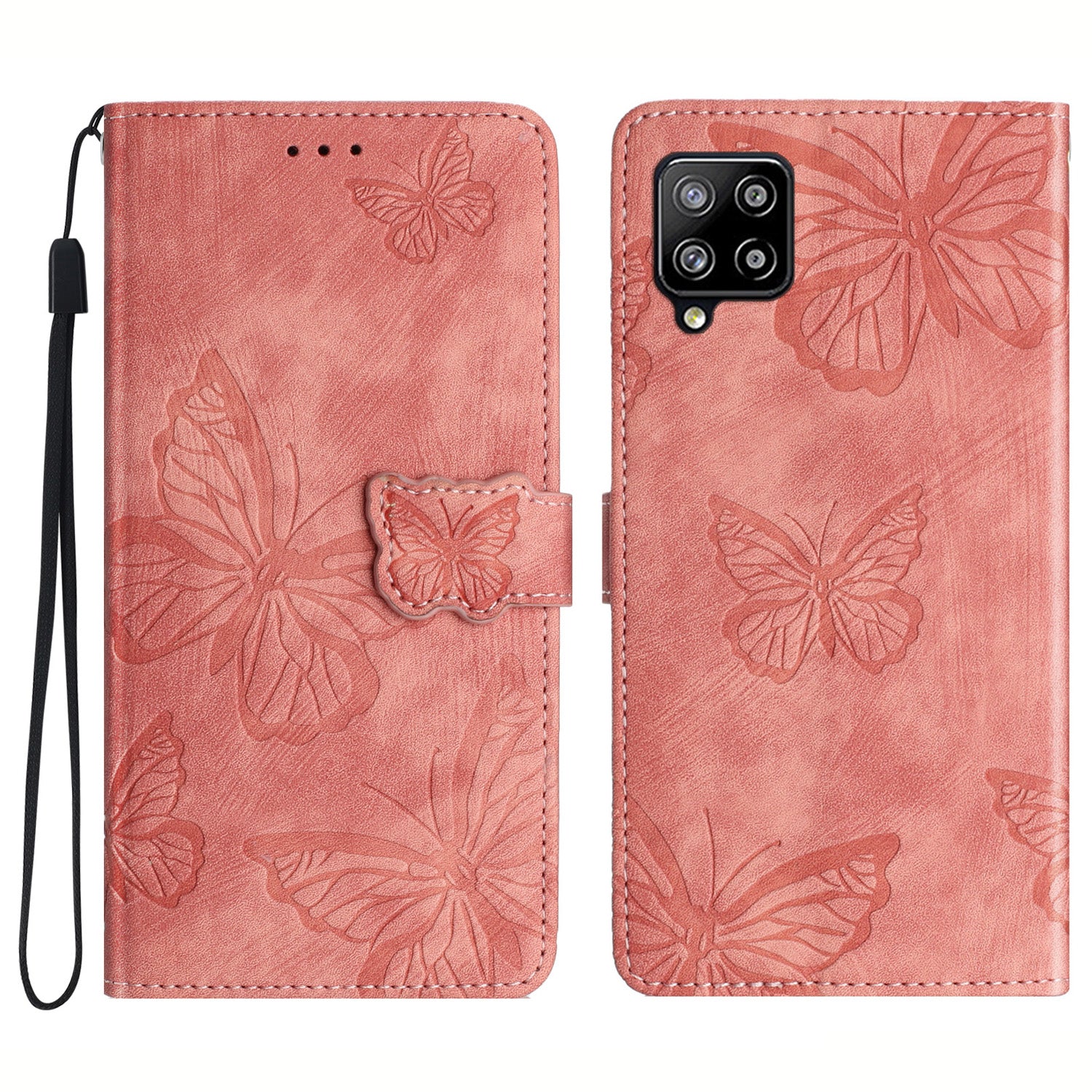 For Samsung Galaxy A42 5G Stand PU Leather Skin-touch Case Butterfly Imprinted Phone Wallet Cover