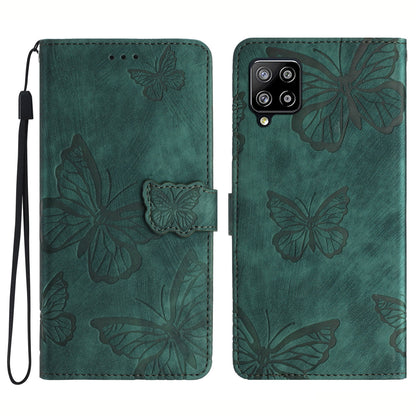 For Samsung Galaxy A42 5G Stand PU Leather Skin-touch Case Butterfly Imprinted Phone Wallet Cover