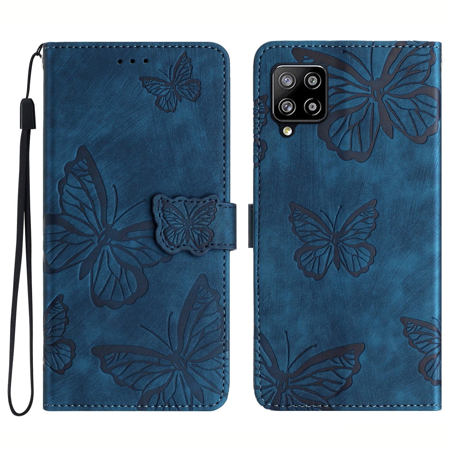 For Samsung Galaxy A42 5G Stand PU Leather Skin-touch Case Butterfly Imprinted Phone Wallet Cover