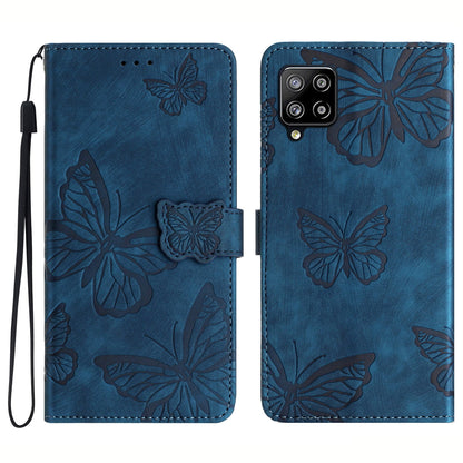 For Samsung Galaxy A42 5G Stand PU Leather Skin-touch Case Butterfly Imprinted Phone Wallet Cover