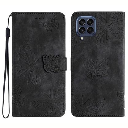 For Samsung Galaxy M53 5G Stand Case, PU Leather Wallet Butterfly Imprinted Skin-touch Phone Cover