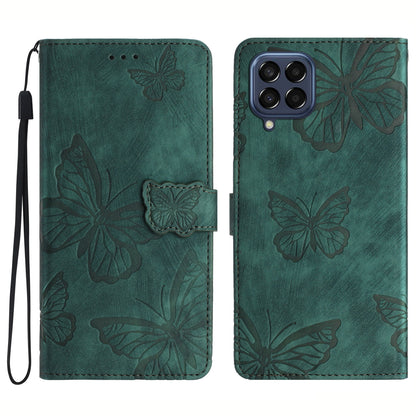 For Samsung Galaxy M53 5G Stand Case, PU Leather Wallet Butterfly Imprinted Skin-touch Phone Cover