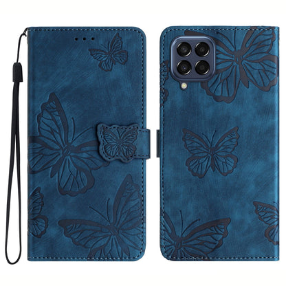 For Samsung Galaxy M53 5G Stand Case, PU Leather Wallet Butterfly Imprinted Skin-touch Phone Cover