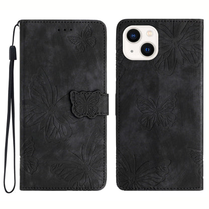 For iPhone 14 PU Leather Flip Case Anti-drop Stand Wallet Butterfly Imprinted Skin-touch Phone Cover