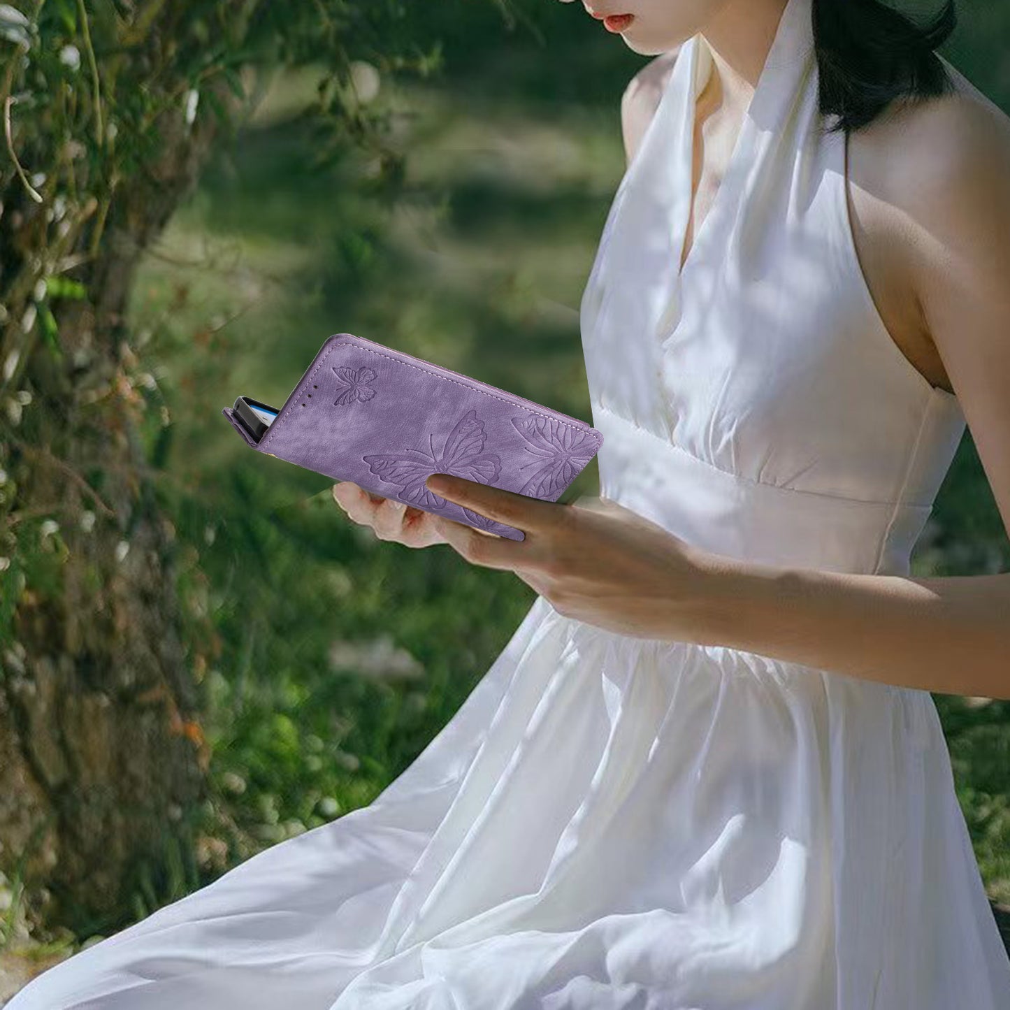 Skin-touch Phone Cover for iPhone 13 Pro Max 6.7 inch PU Leather Stand Wallet Butterfly Imprinted Case