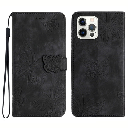 Shockproof Case for iPhone 14 Pro Max PU Leather Stand Wallet Butterfly Imprinted Skin-touch Phone Cover