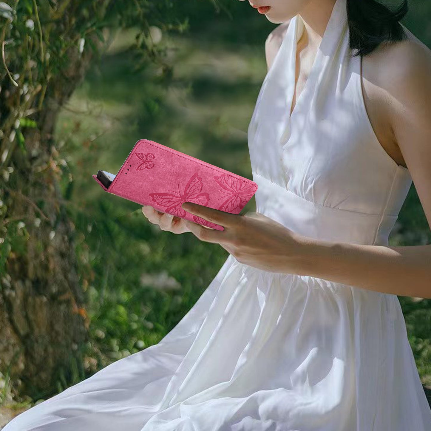 For iPhone 12 / 12 Pro 6.1 inch Skin-touch PU Leather Stand Wallet Case Butterfly Imprinted Phone Cover