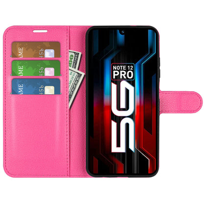 Stand Phone Case for Infinix Note 12 Pro 5G , Wallet Function Litchi Texture Leather Shell Cover