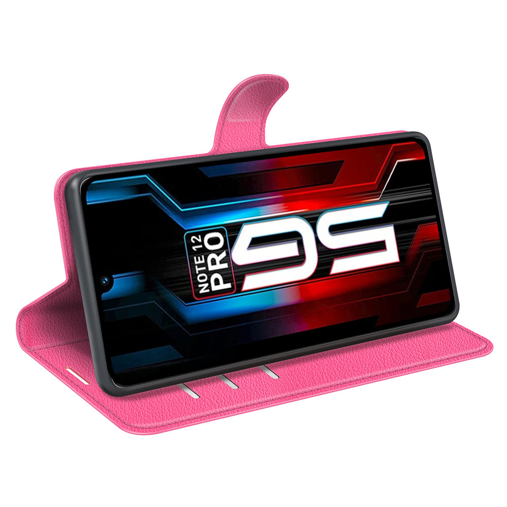 Stand Phone Case for Infinix Note 12 Pro 5G , Wallet Function Litchi Texture Leather Shell Cover