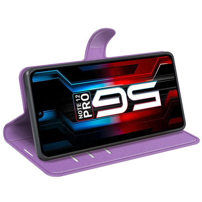 Stand Phone Case for Infinix Note 12 Pro 5G , Wallet Function Litchi Texture Leather Shell Cover