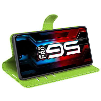 Stand Phone Case for Infinix Note 12 Pro 5G , Wallet Function Litchi Texture Leather Shell Cover