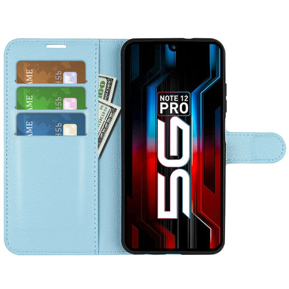 Stand Phone Case for Infinix Note 12 Pro 5G , Wallet Function Litchi Texture Leather Shell Cover