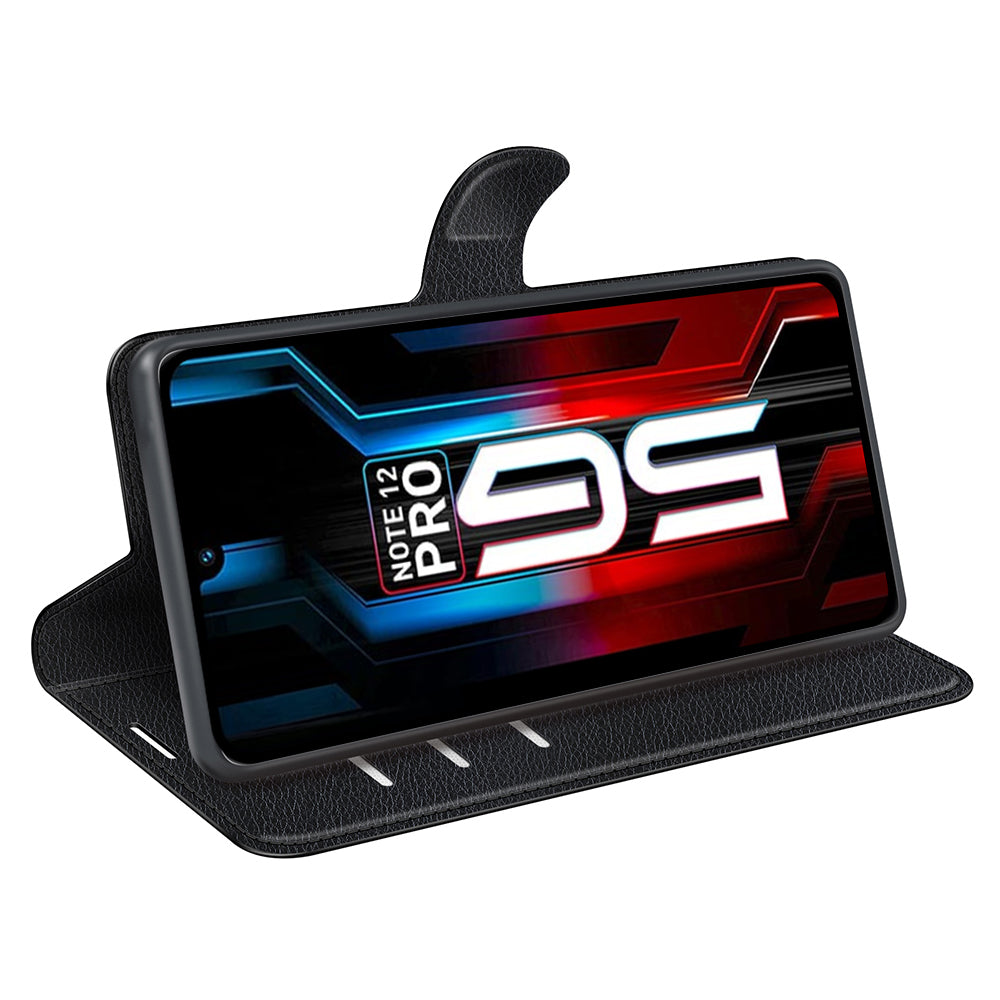 Stand Phone Case for Infinix Note 12 Pro 5G , Wallet Function Litchi Texture Leather Shell Cover