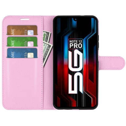 Stand Phone Case for Infinix Note 12 Pro 5G , Wallet Function Litchi Texture Leather Shell Cover