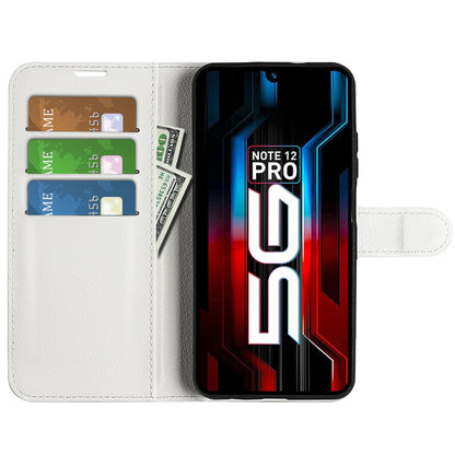 Stand Phone Case for Infinix Note 12 Pro 5G , Wallet Function Litchi Texture Leather Shell Cover