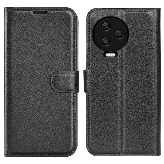 For Infinix Note 12 Pro 4G Anti-Fingerprint PU Leather Wallet Shell Flip Stand Litchi Texture Phone Case Cover