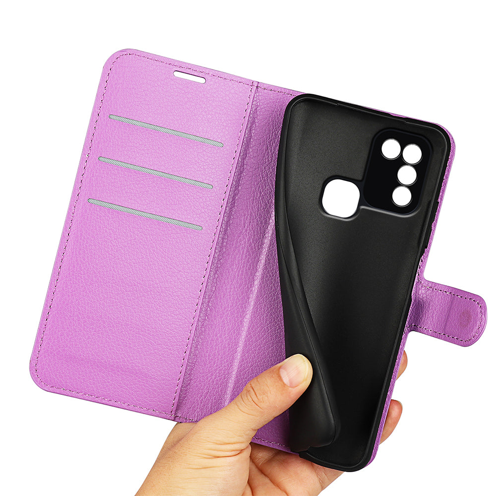 For Infinix Hot 11 Play Litchi Texture PU Leather Wallet Anti-drop Shell Flip Stand Phone Case