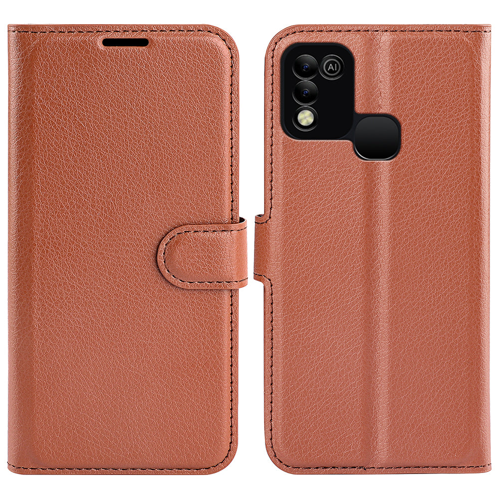 For Infinix Hot 11 Play Litchi Texture PU Leather Wallet Anti-drop Shell Flip Stand Phone Case