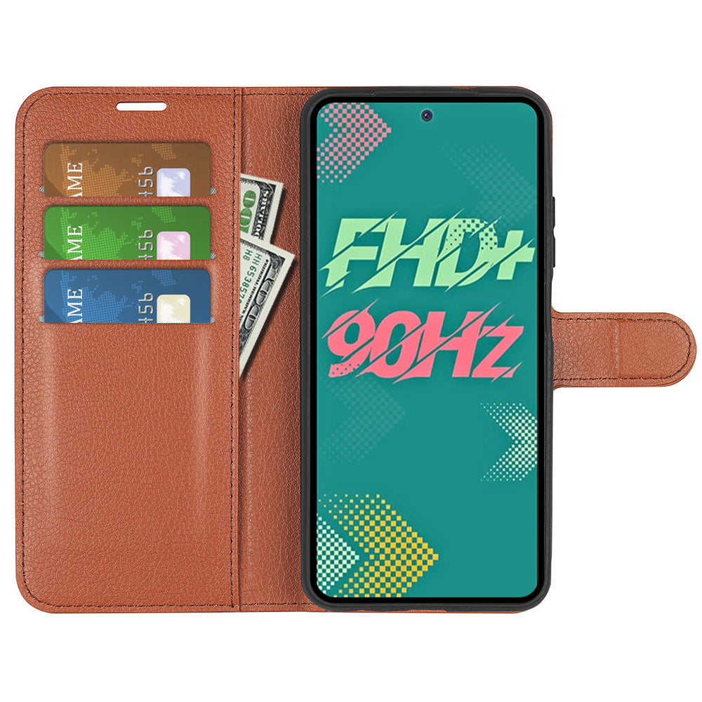 Phone Cover for Infinix Hot 11s , PU Leather Wallet Anti-drop Shell Flip Stand Litchi Texture Phone Case