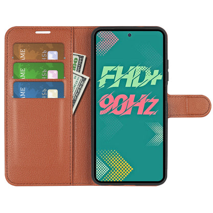 Phone Cover for Infinix Hot 11s , PU Leather Wallet Anti-drop Shell Flip Stand Litchi Texture Phone Case