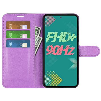 Phone Cover for Infinix Hot 11s , PU Leather Wallet Anti-drop Shell Flip Stand Litchi Texture Phone Case