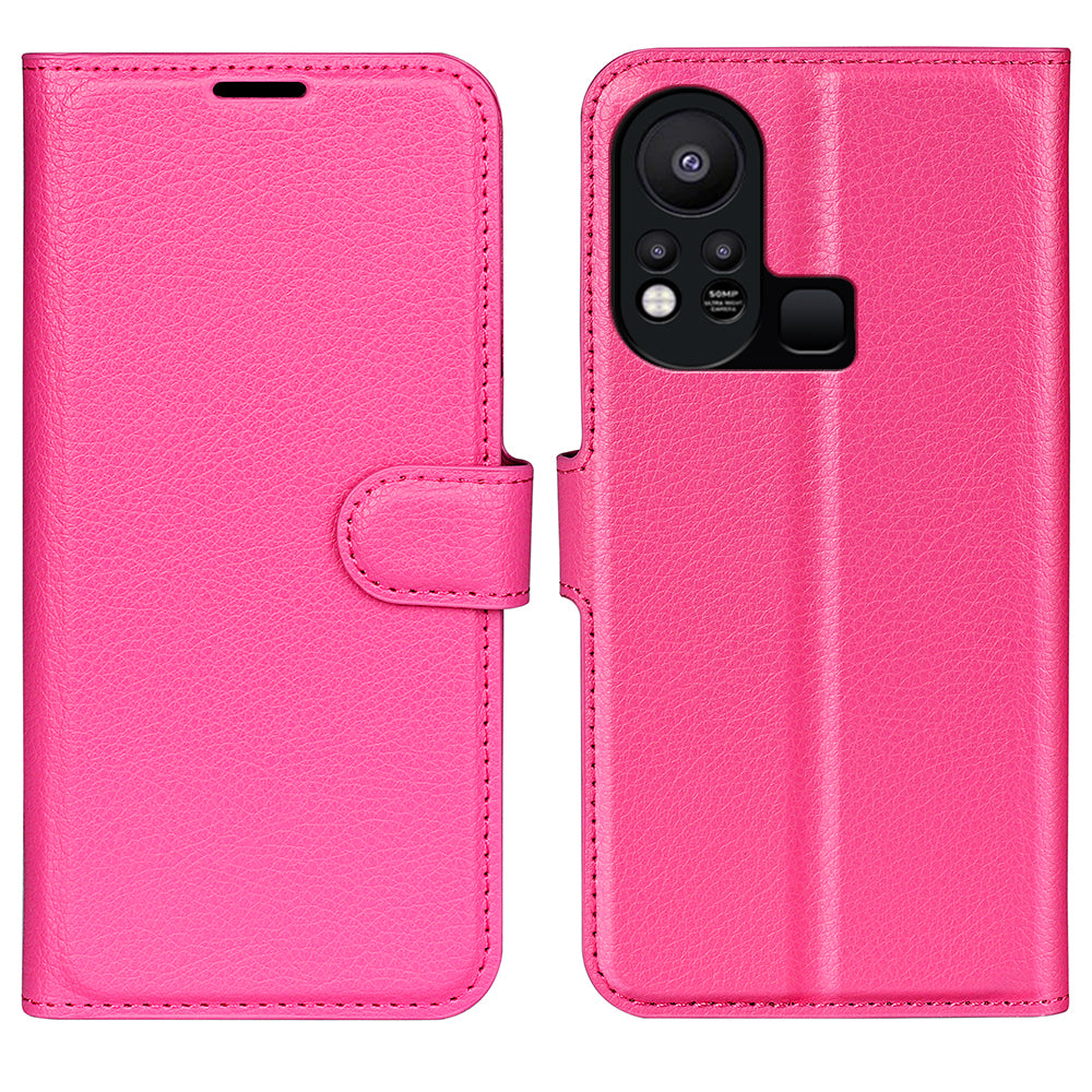 Phone Cover for Infinix Hot 11s , PU Leather Wallet Anti-drop Shell Flip Stand Litchi Texture Phone Case