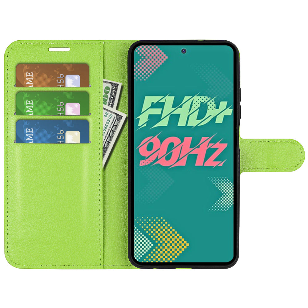 Phone Cover for Infinix Hot 11s , PU Leather Wallet Anti-drop Shell Flip Stand Litchi Texture Phone Case