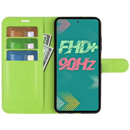 Phone Cover for Infinix Hot 11s , PU Leather Wallet Anti-drop Shell Flip Stand Litchi Texture Phone Case