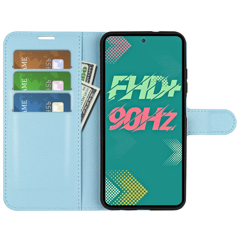 Phone Cover for Infinix Hot 11s , PU Leather Wallet Anti-drop Shell Flip Stand Litchi Texture Phone Case