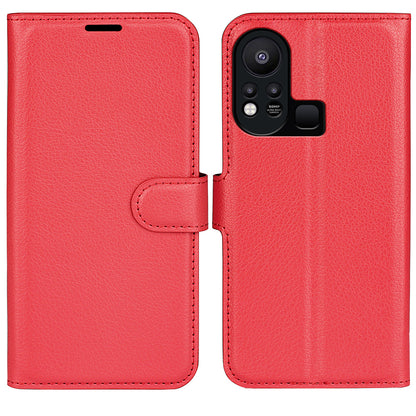 Phone Cover for Infinix Hot 11s , PU Leather Wallet Anti-drop Shell Flip Stand Litchi Texture Phone Case