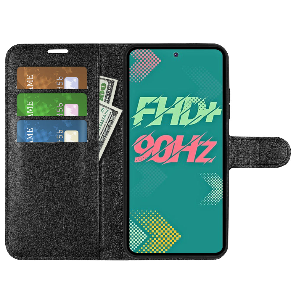 Phone Cover for Infinix Hot 11s , PU Leather Wallet Anti-drop Shell Flip Stand Litchi Texture Phone Case
