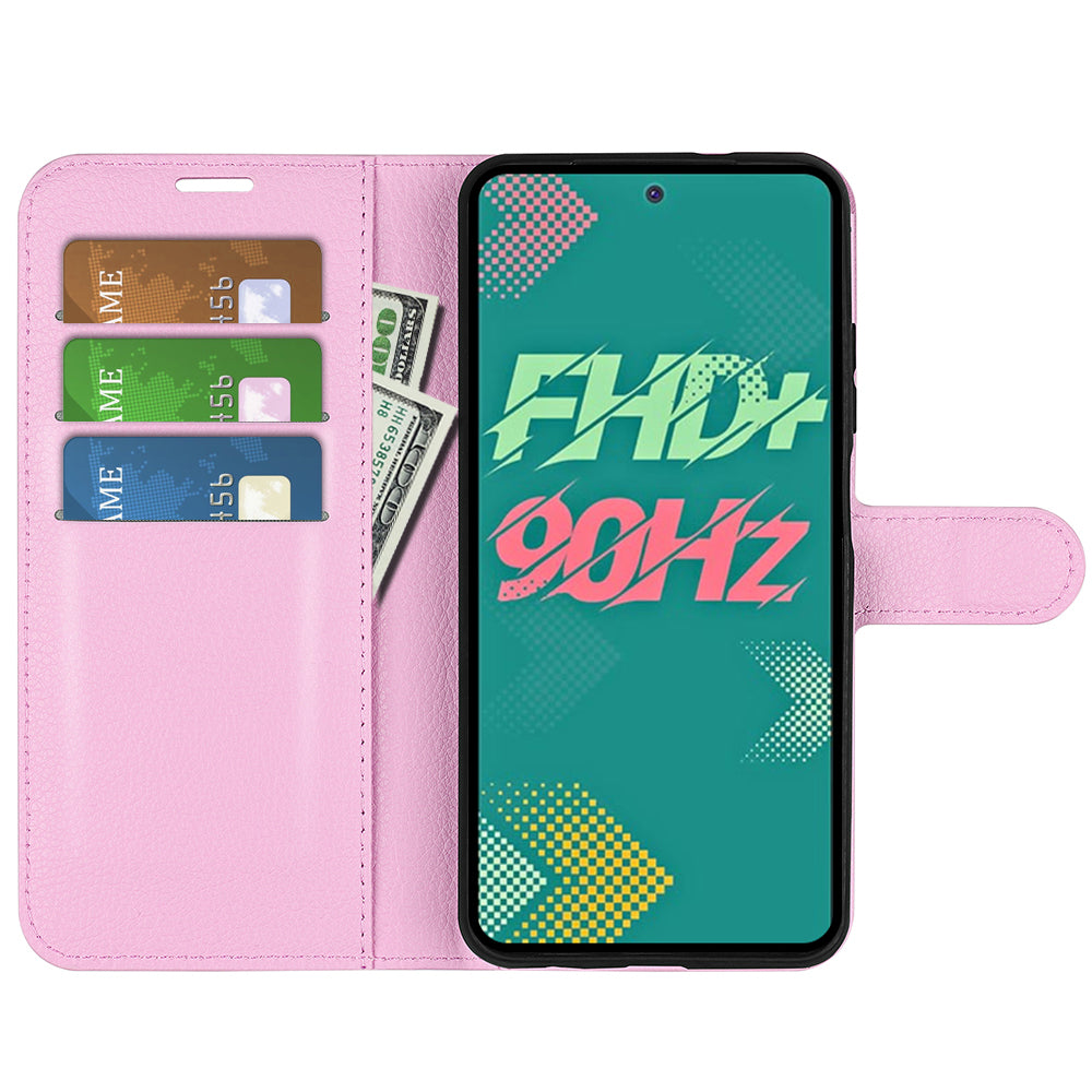 Phone Cover for Infinix Hot 11s , PU Leather Wallet Anti-drop Shell Flip Stand Litchi Texture Phone Case