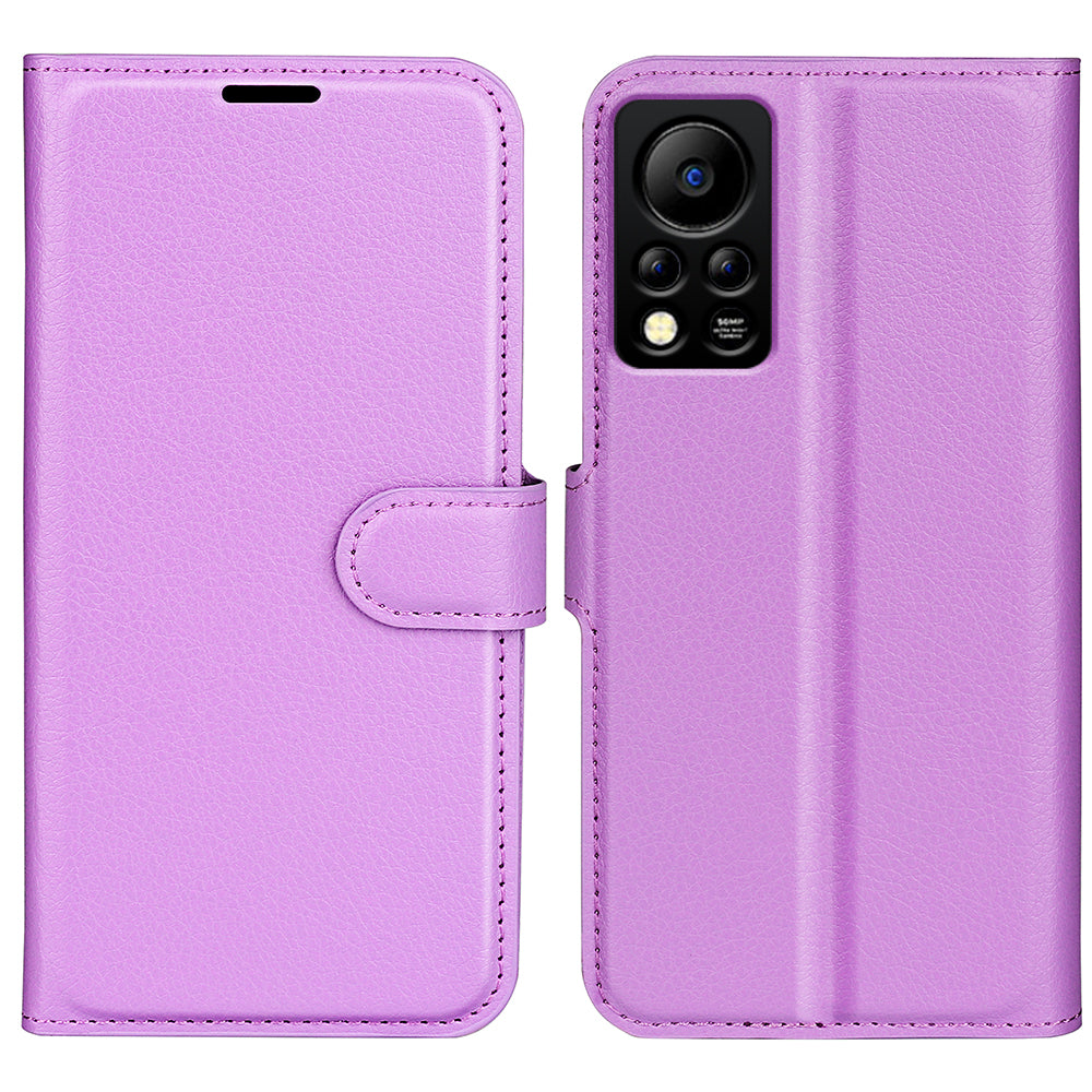 PU Leather Wallet Phone Case for Infinix Hot 11s NFC 4G Anti-Wear Shell Flip Stand Litchi Texture Phone Cover