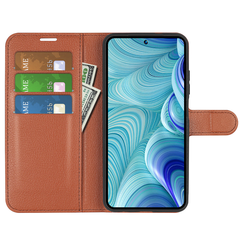 PU Leather Wallet Phone Case for Infinix Hot 11s NFC 4G Anti-Wear Shell Flip Stand Litchi Texture Phone Cover