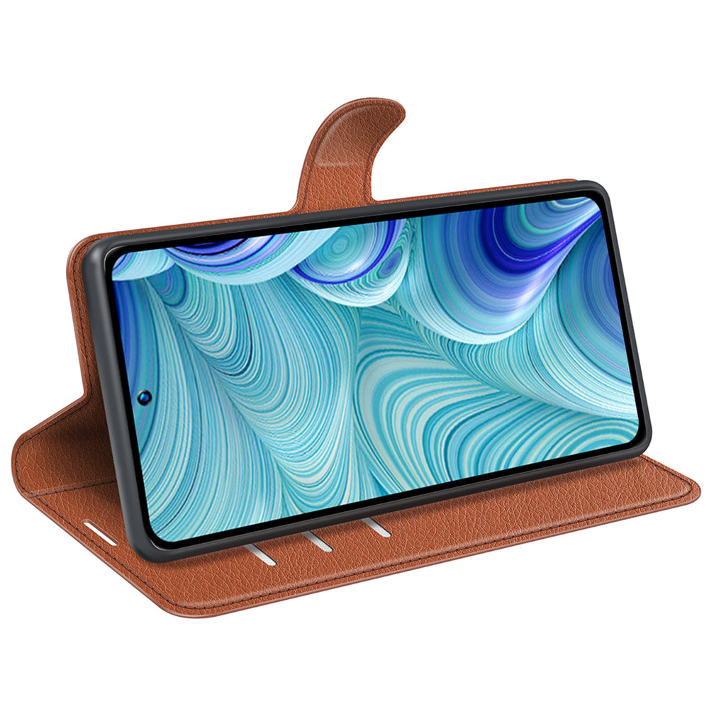 PU Leather Wallet Phone Case for Infinix Hot 11s NFC 4G Anti-Wear Shell Flip Stand Litchi Texture Phone Cover