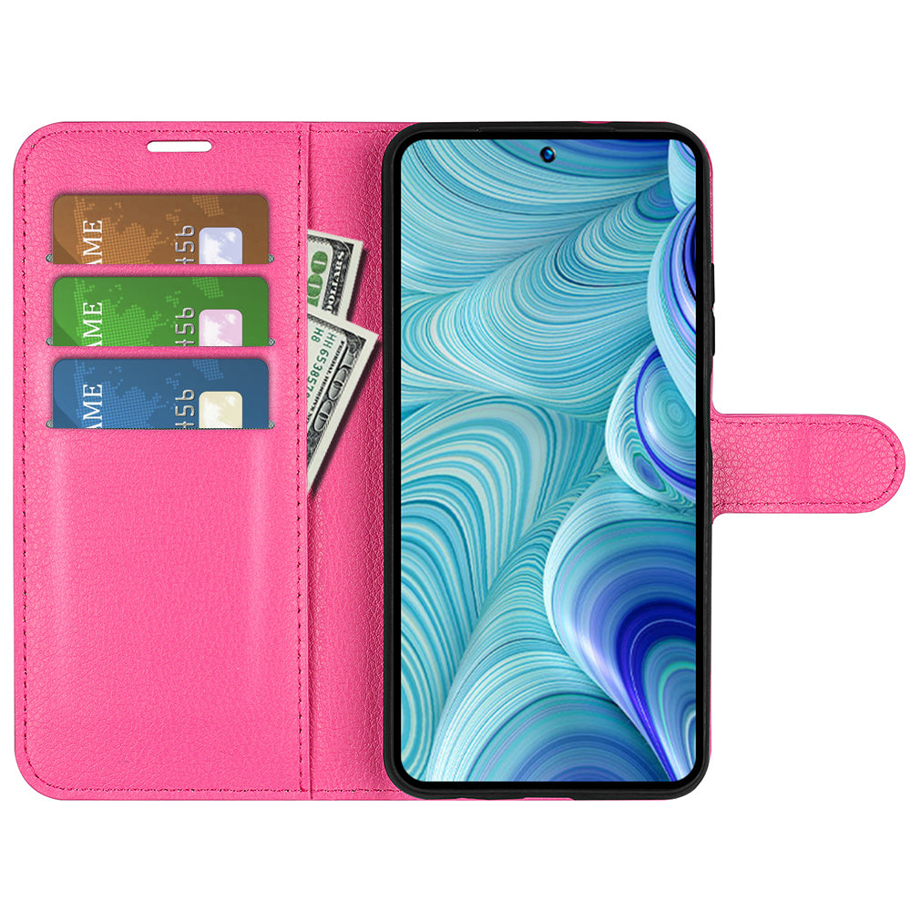 PU Leather Wallet Phone Case for Infinix Hot 11s NFC 4G Anti-Wear Shell Flip Stand Litchi Texture Phone Cover