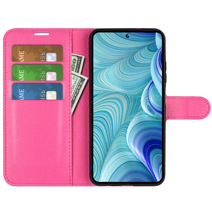 PU Leather Wallet Phone Case for Infinix Hot 11s NFC 4G Anti-Wear Shell Flip Stand Litchi Texture Phone Cover