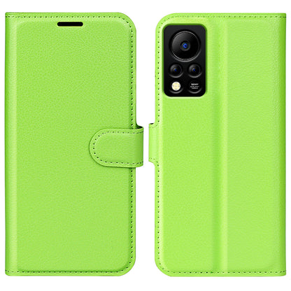 PU Leather Wallet Phone Case for Infinix Hot 11s NFC 4G Anti-Wear Shell Flip Stand Litchi Texture Phone Cover