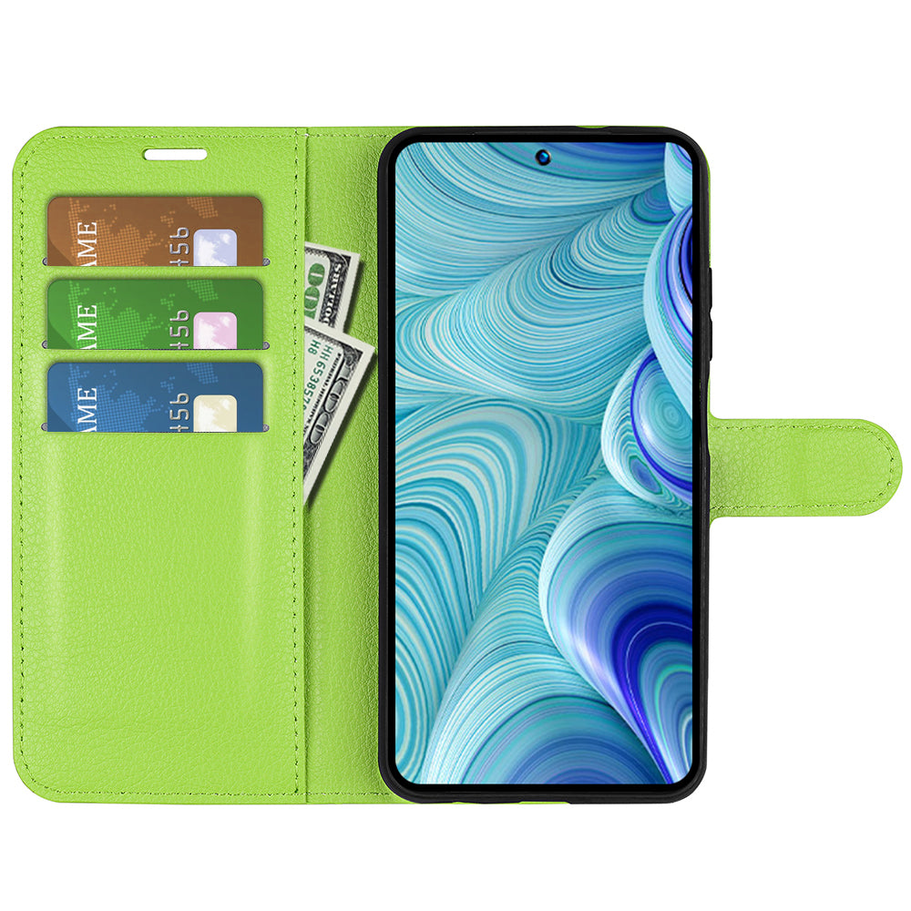 PU Leather Wallet Phone Case for Infinix Hot 11s NFC 4G Anti-Wear Shell Flip Stand Litchi Texture Phone Cover