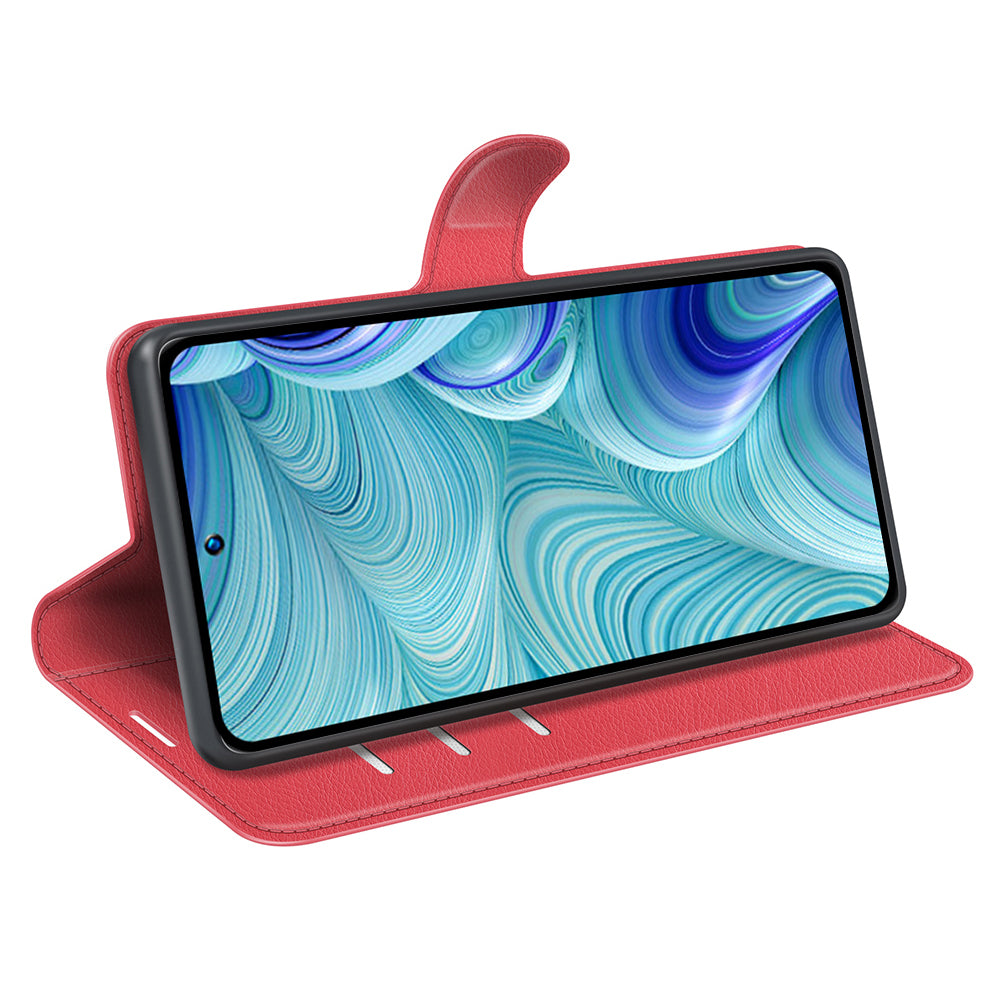 PU Leather Wallet Phone Case for Infinix Hot 11s NFC 4G Anti-Wear Shell Flip Stand Litchi Texture Phone Cover