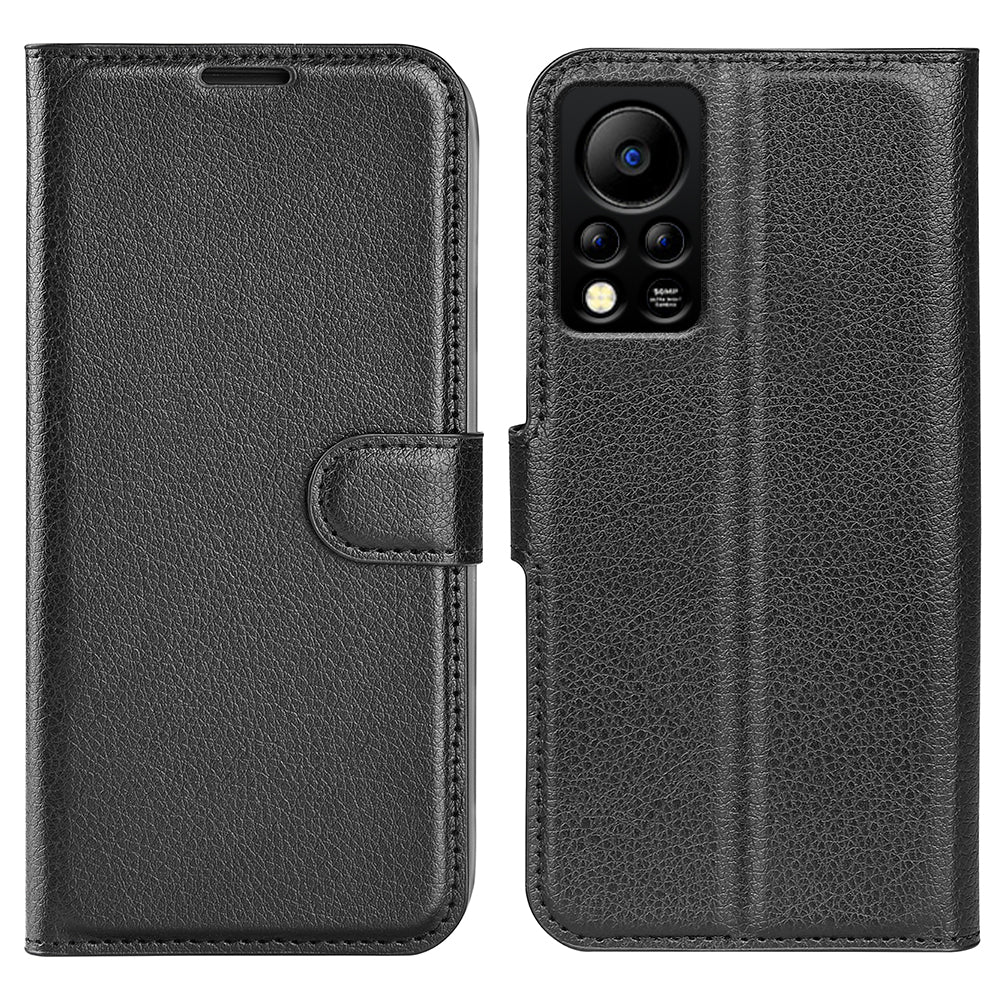 PU Leather Wallet Phone Case for Infinix Hot 11s NFC 4G Anti-Wear Shell Flip Stand Litchi Texture Phone Cover