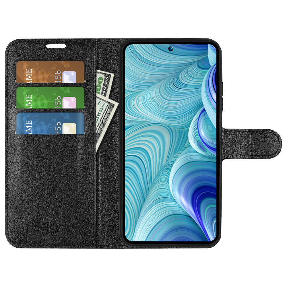 PU Leather Wallet Phone Case for Infinix Hot 11s NFC 4G Anti-Wear Shell Flip Stand Litchi Texture Phone Cover