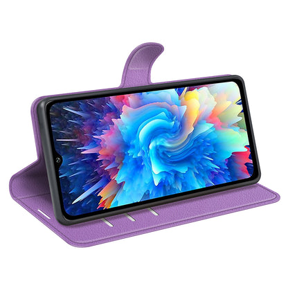 For Infinix Hot 20 5G Anti-Scratch Phone Shell Litchi Texture PU Leather Wallet Anti-Drop Flip Stand Phone Case