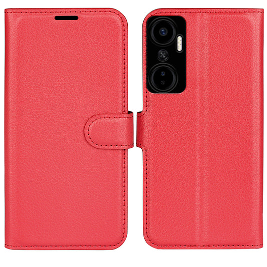 For Infinix Hot 20 4G Anti-drop Shell Flip Stand Phone Case Litchi Texture PU Leather Wallet