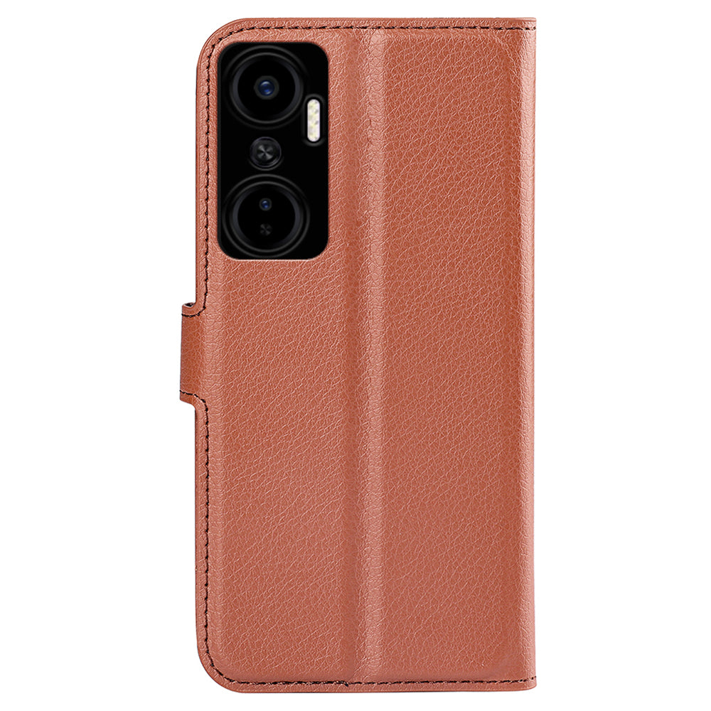 For Infinix Hot 20 4G Anti-drop Shell Flip Stand Phone Case Litchi Texture PU Leather Wallet