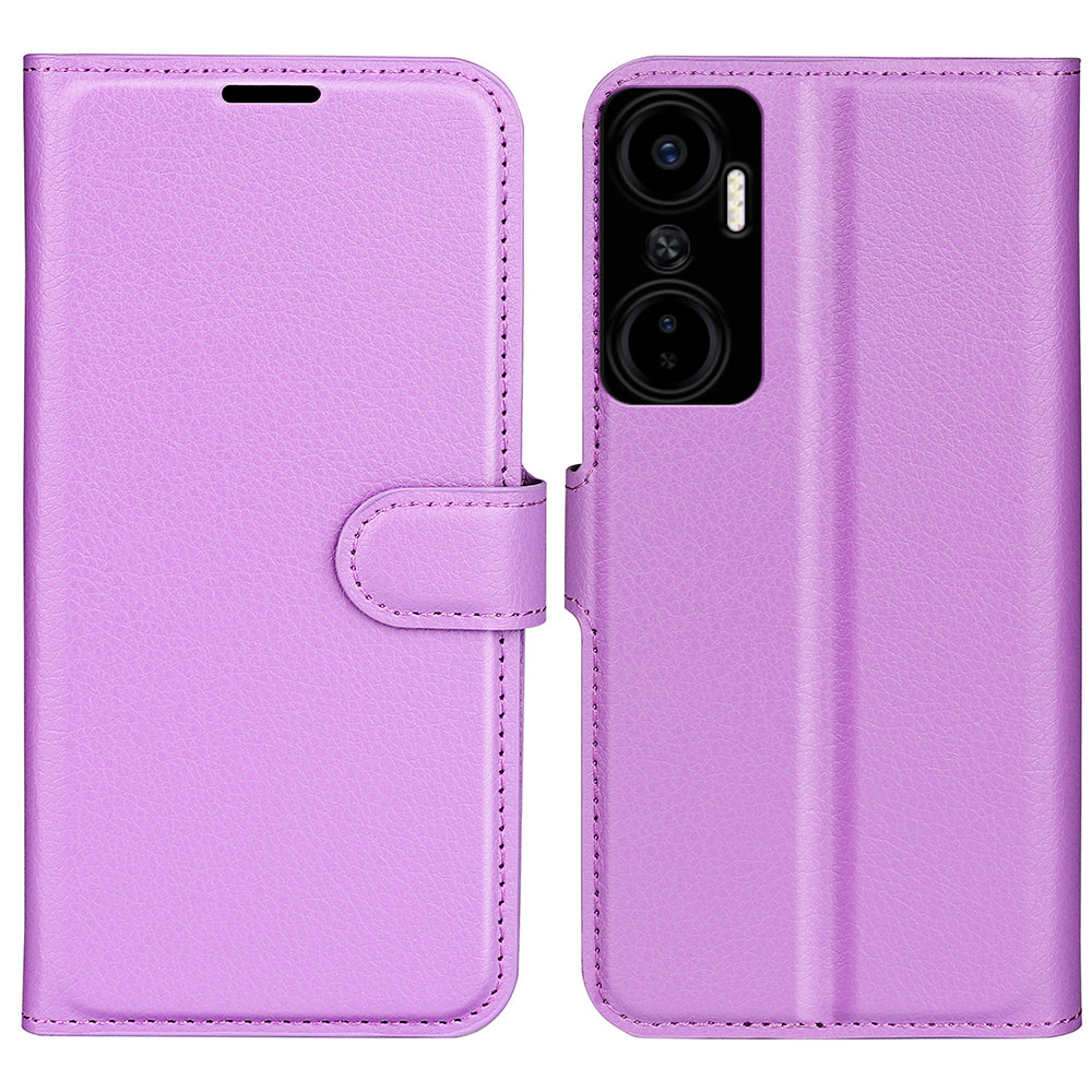For Infinix Hot 20 4G Anti-drop Shell Flip Stand Phone Case Litchi Texture PU Leather Wallet